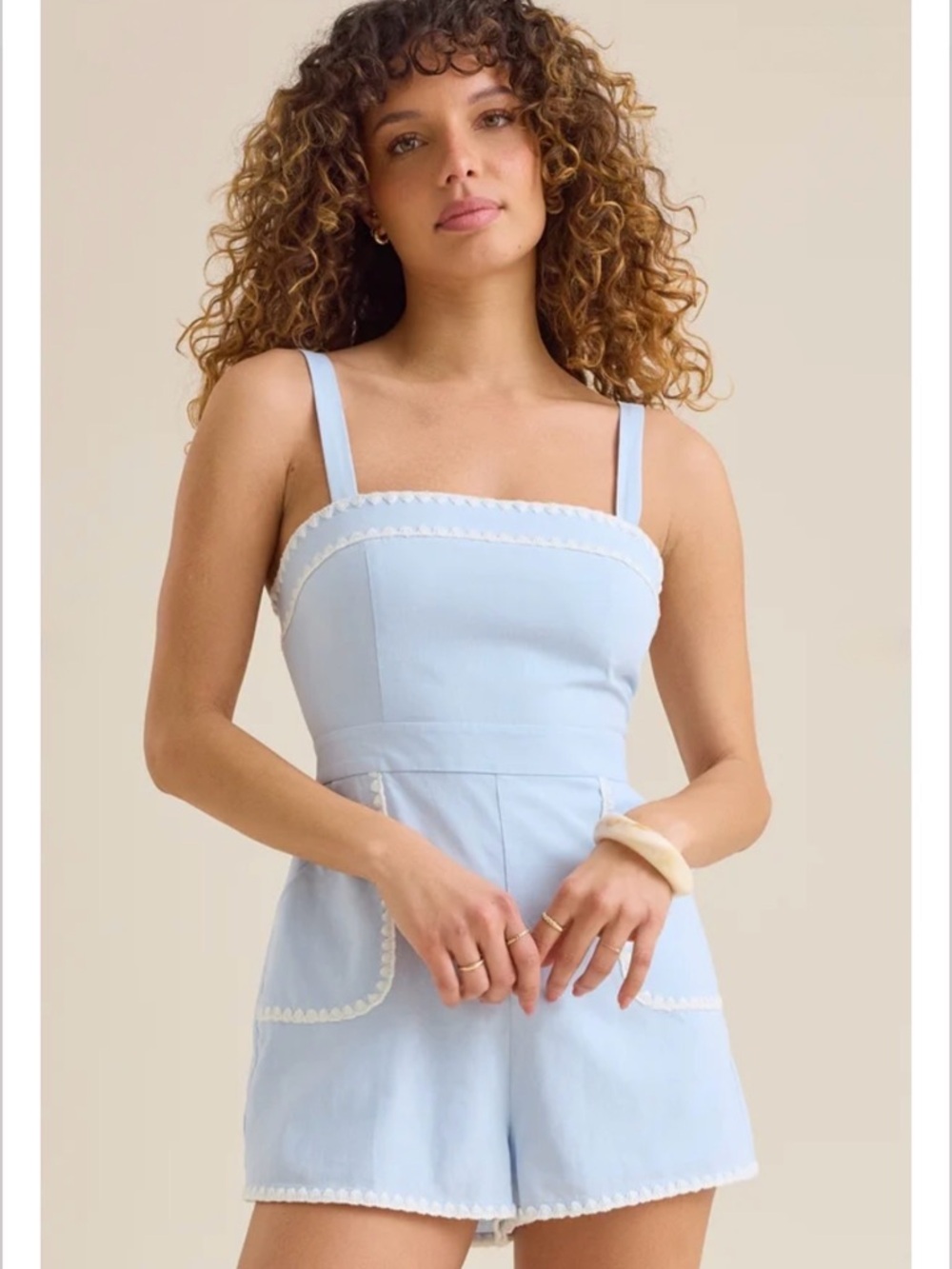 Altar’d State Light Blue Whipstitch Romper